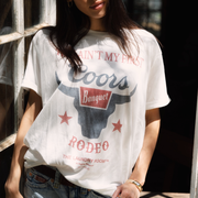 Ain'T My First Coors Rodeo - Oversized Tee - White - The Laundry Room