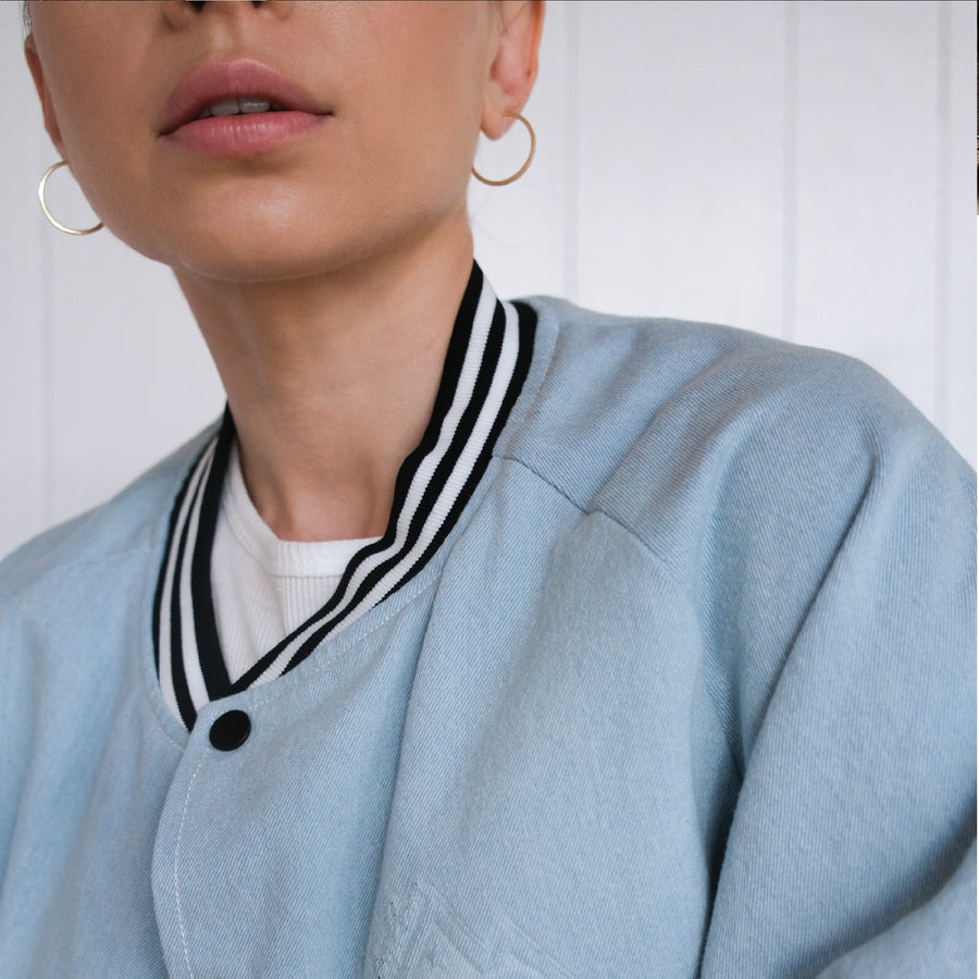 California Cl Bear - Stadium Denim Jacket - Chambray Blue - The Laundry Room