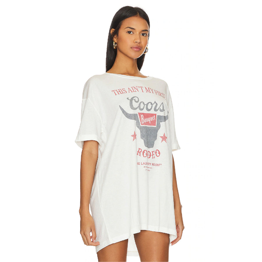 Ain'T My First Coors Rodeo - Oversized Tee - White - The Laundry Room