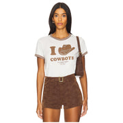 I Heart Cowboys - Perfect Ringer Tee - Bone & Brown - The Laundry Room