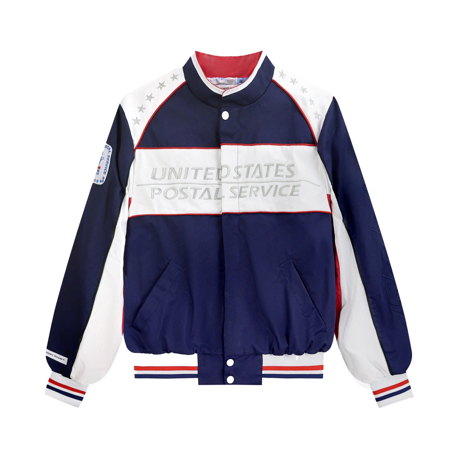 USPS - Racing Jacket - White & Navy– The Laundry Room