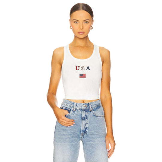 Lil USA Flag - Rib Tank - White - The Laundry Room