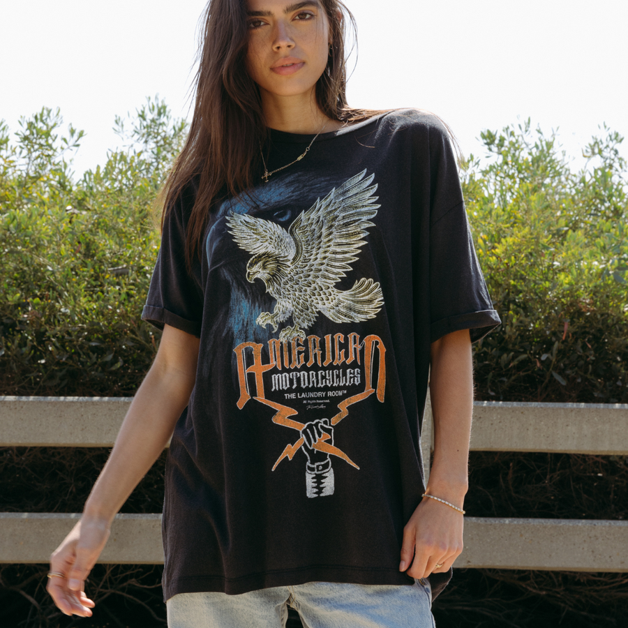 American Motorcycles - Oversized Tee - Black Snow