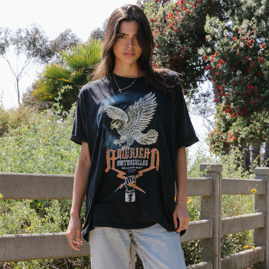 American Motorcycles - Oversized Tee - Black Snow