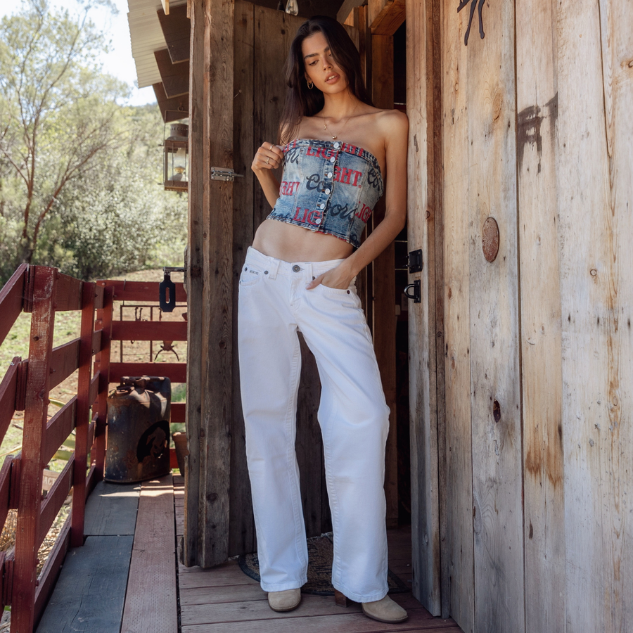 Coors Light Big Colors Logo - Printed Denim Bustier - Salton Sea - The Laundry Room