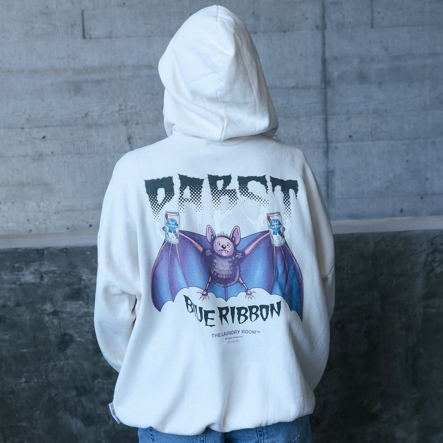 Pabst Blue Ribbon Bat - Hideout Hoodie - Bone