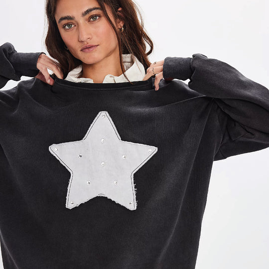 Rhinestone Star - Jump Jumper - Black Snow