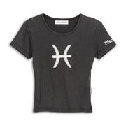 Pisces Stitch - Baby Tee - Black Snow Black Snow / XS