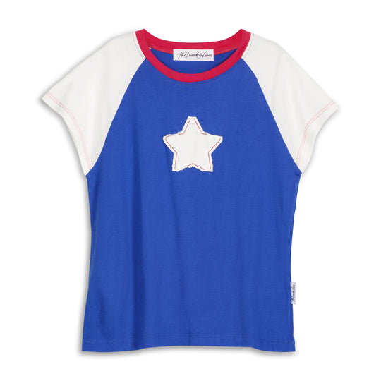 Stardom - Baby Tee - Vintage Blue & White Vintage Blue & White / XS