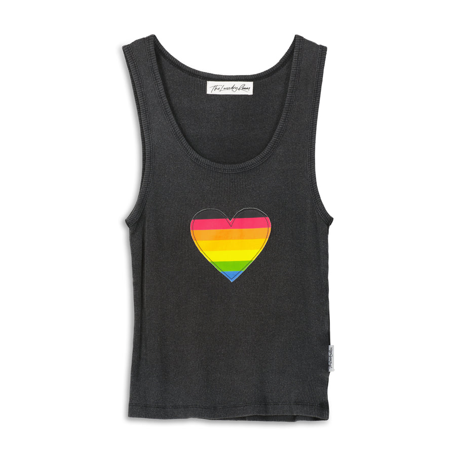 Infinite Love Rainbow - Rib Tank - Black Snow Black Snow / XS