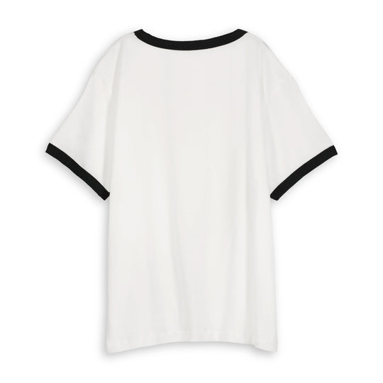 Essentials - Perfect Ringer Tee - White & Black Snow White & Black Snow / XS