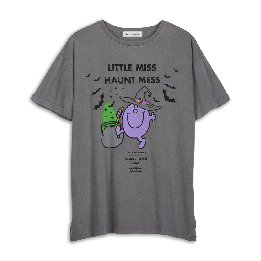 Little Miss Haunt Mess - Oversized Tee - Gravity Grey