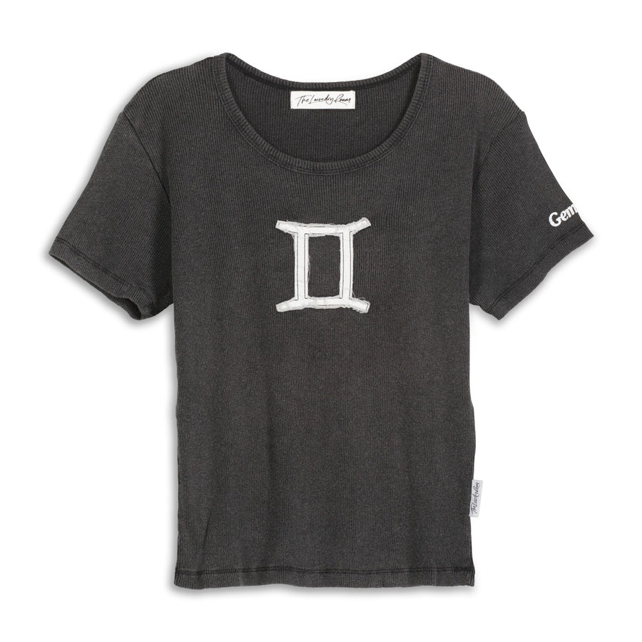 Gemini Stitch - Baby Tee - Black Snow