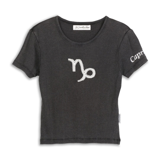 Capricorn Stitch - Baby Tee - Black Snow