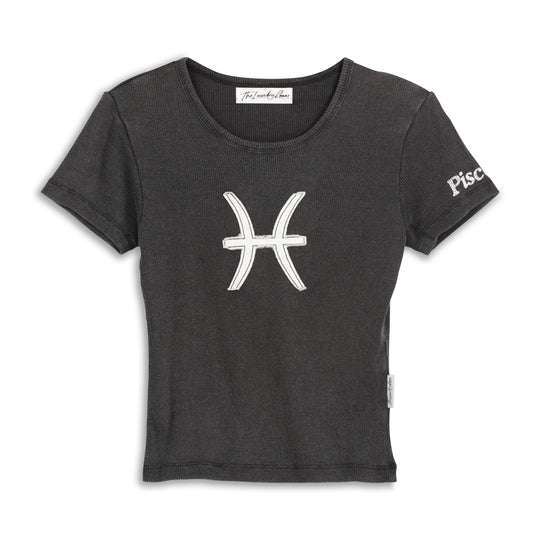 Pisces Stitch - Baby Tee - Black Snow