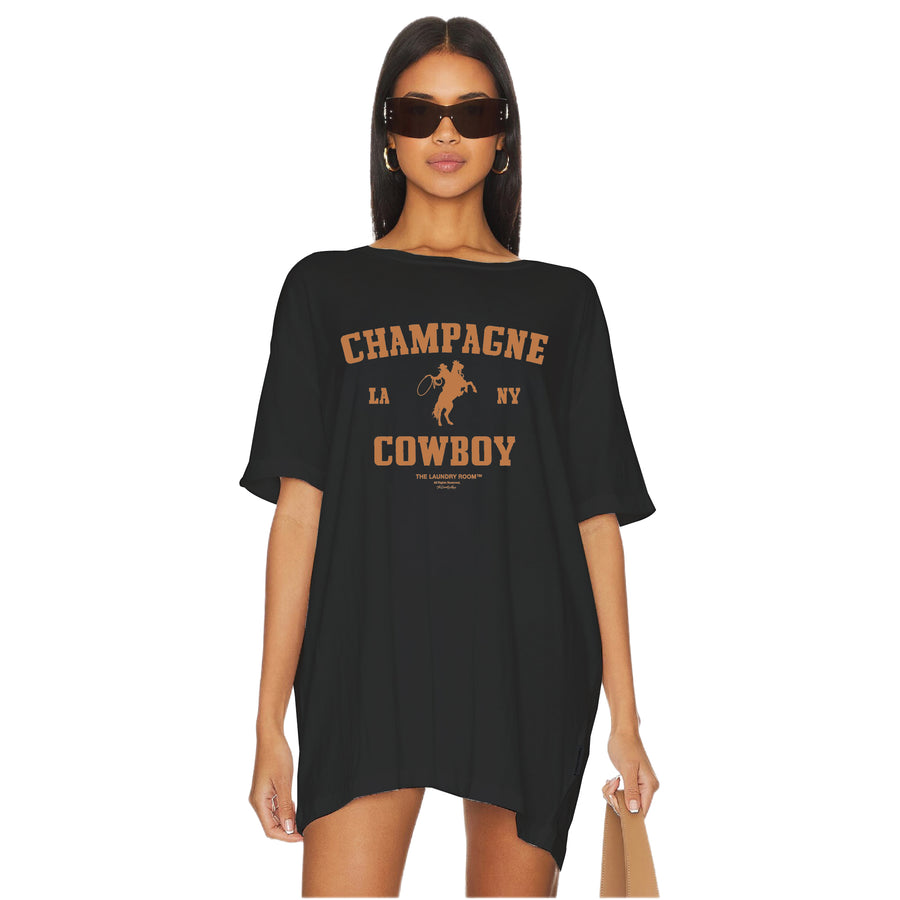 Champagne Cowboy  - Oversized Tee - Black