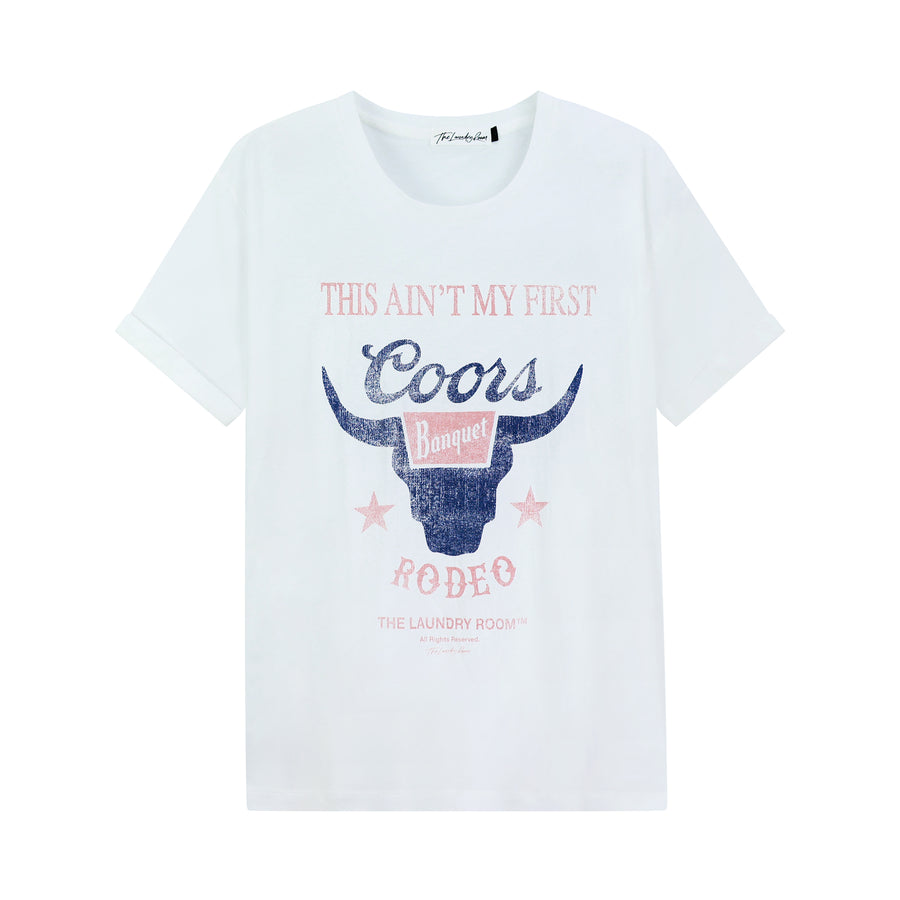 Ain'T My First Coors Rodeo - Oversized Tee - White