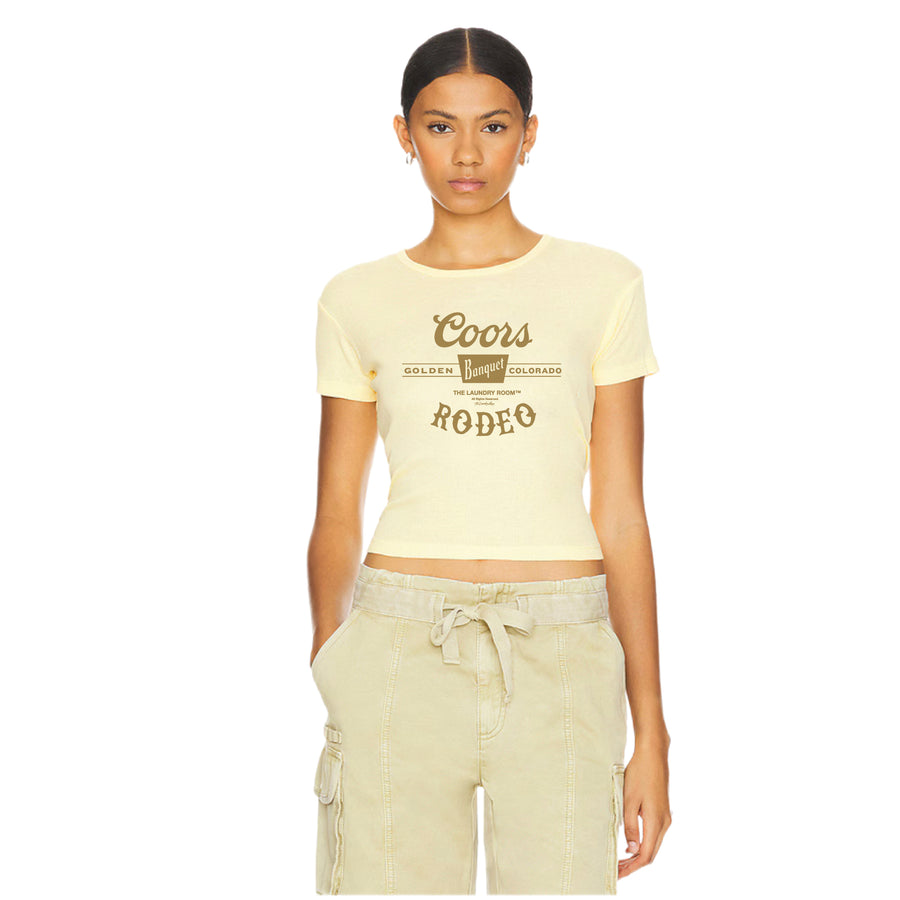 Coors Banquet Rodeo Stamp - Baby Tee - Vintage Yellow