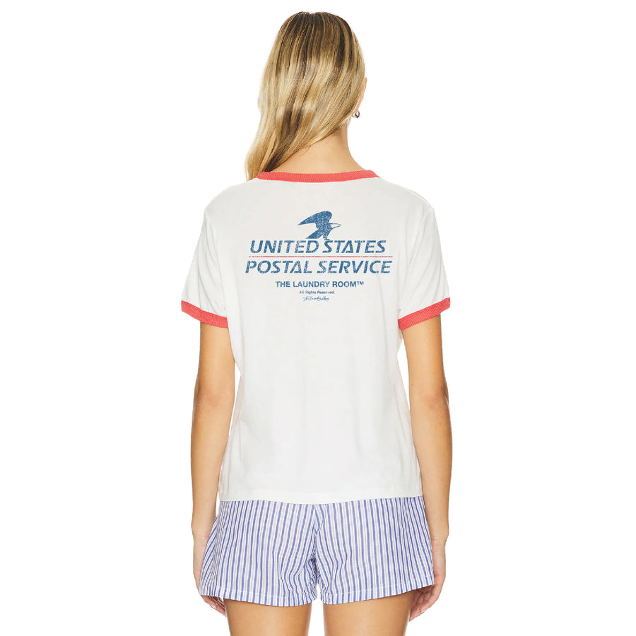 Official Usps Tm - Perfect Ringer Tee - White & Red