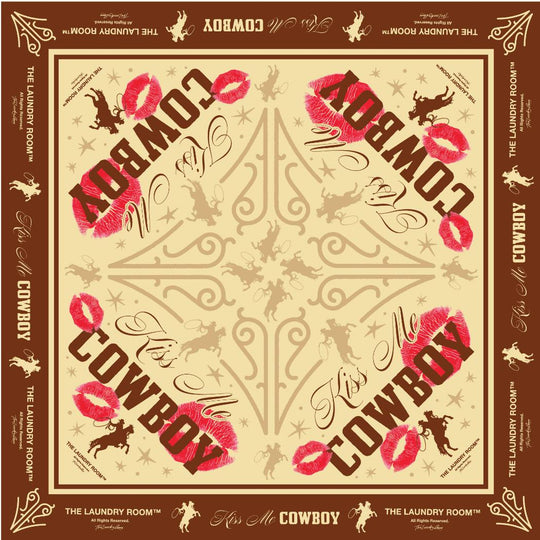 Kiss Me Cowboy - Silky Bandana - Brown
