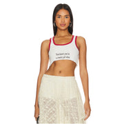 Country Girls - Super Crop Rib Tank - White & Red
