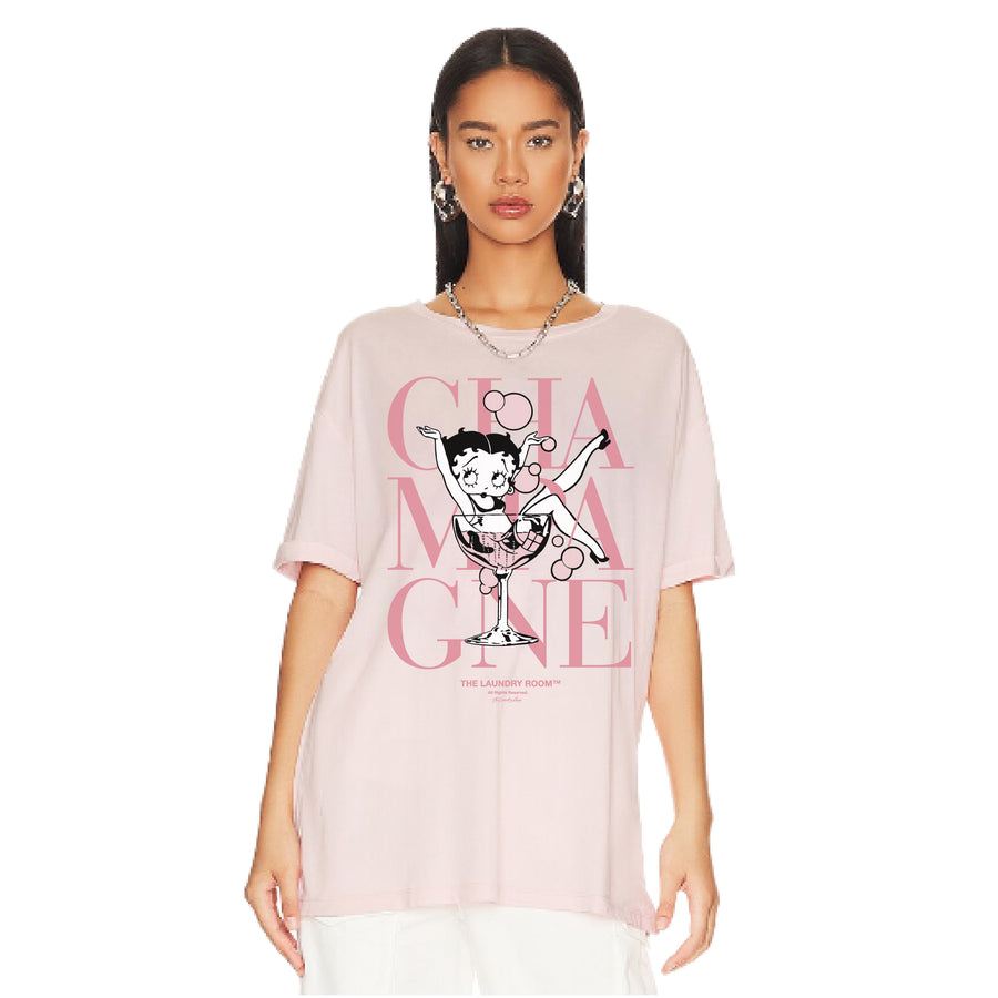Champagne Betty - Oversized Tee - Blush Pink - The Laundry Room