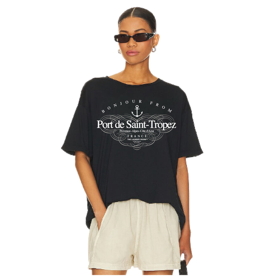 Port de Saint-Tropez - Oversized Tee - Black - The Laundry Room