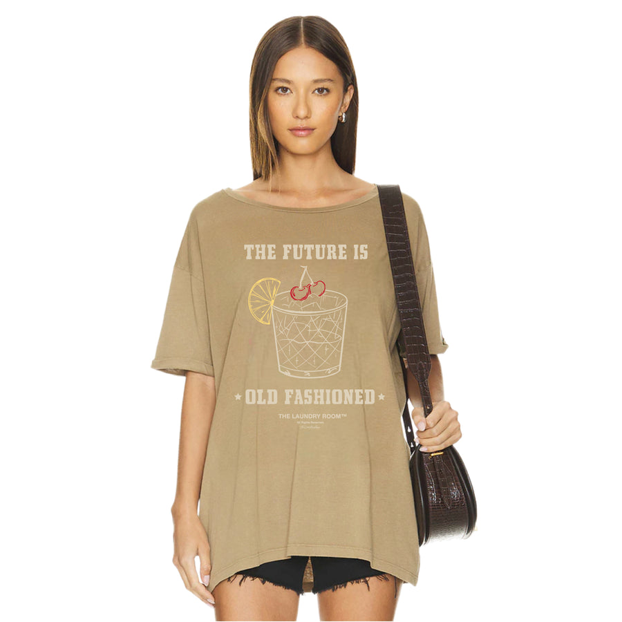 The Future is Old Fashioned - Oversized Tee - Camel Gold - The Laundry Room