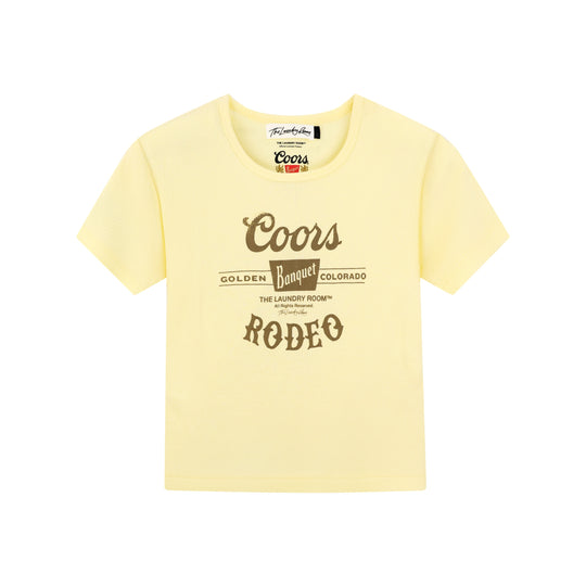Coors Banquet Rodeo Stamp - Baby Tee - Vintage Yellow