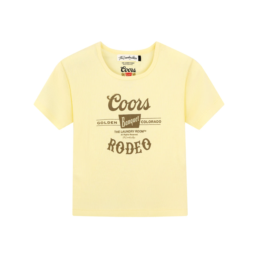 Coors Banquet Rodeo Stamp - Baby Tee - Vintage Yellow
