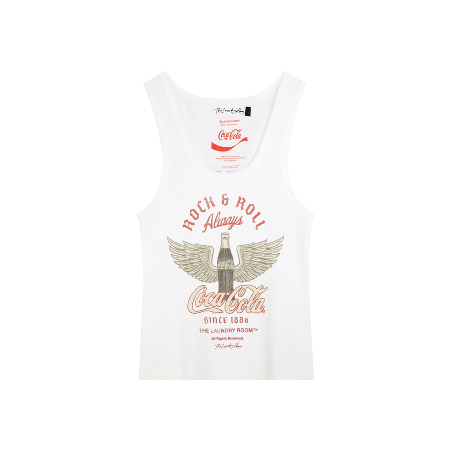 Coca Cola Rock & Roll - Rib Tank - White