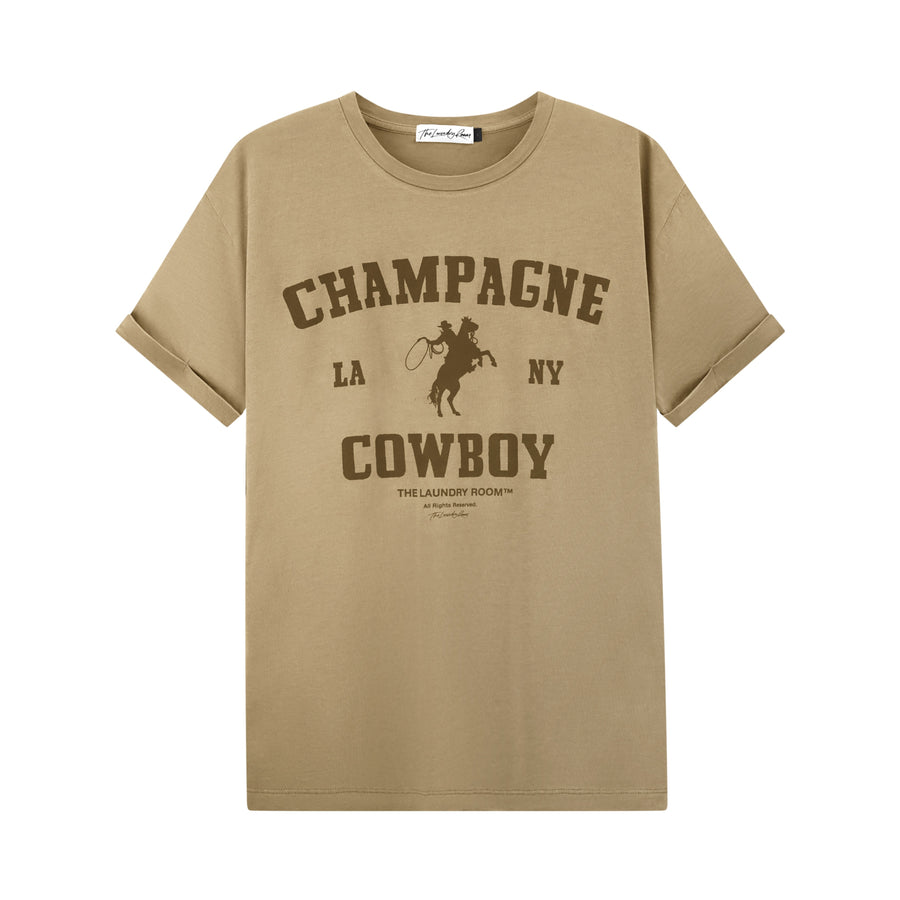 Champagne Cowboy - Oversized Tee - Camel Gold