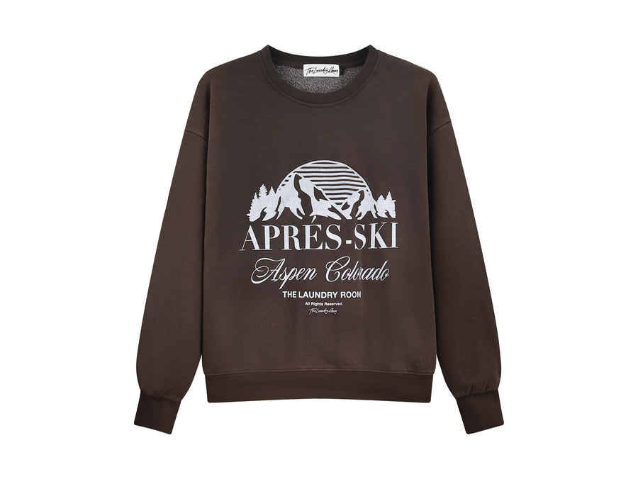 Apres-Ski Aspen Colorado - Classic Crewneck Sweater - Chocolate