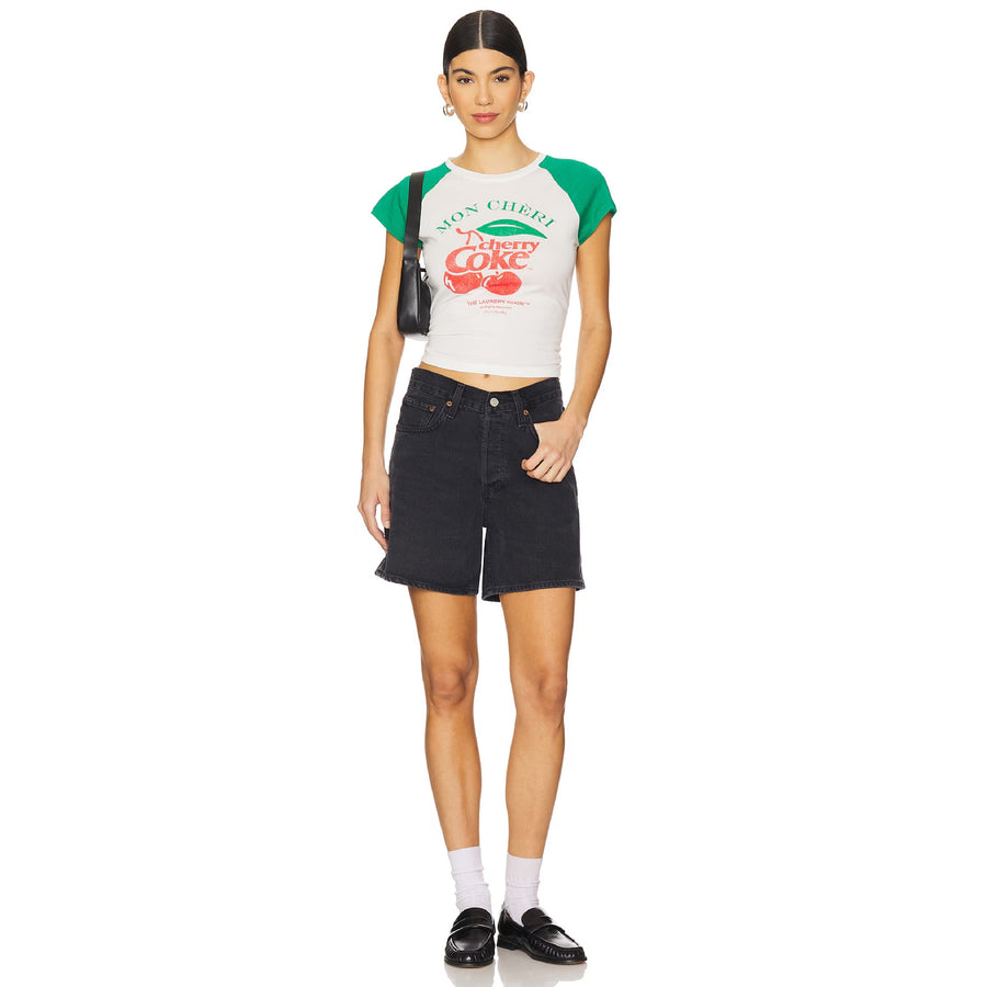 Mon Cheri Cherry Coke Branch - Raglan Baby Tee - White & Green - The Laundry Room