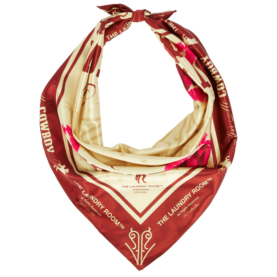 Kiss Me Cowboy - Silky Bandana - Brown - The Laundry Room