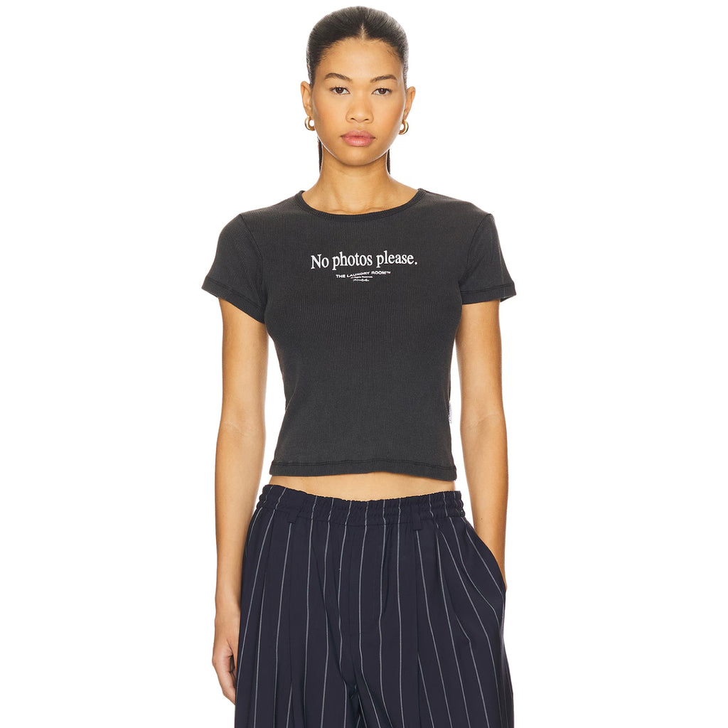 No Photos Please - Baby Tee - Black Snow– The Laundry Room