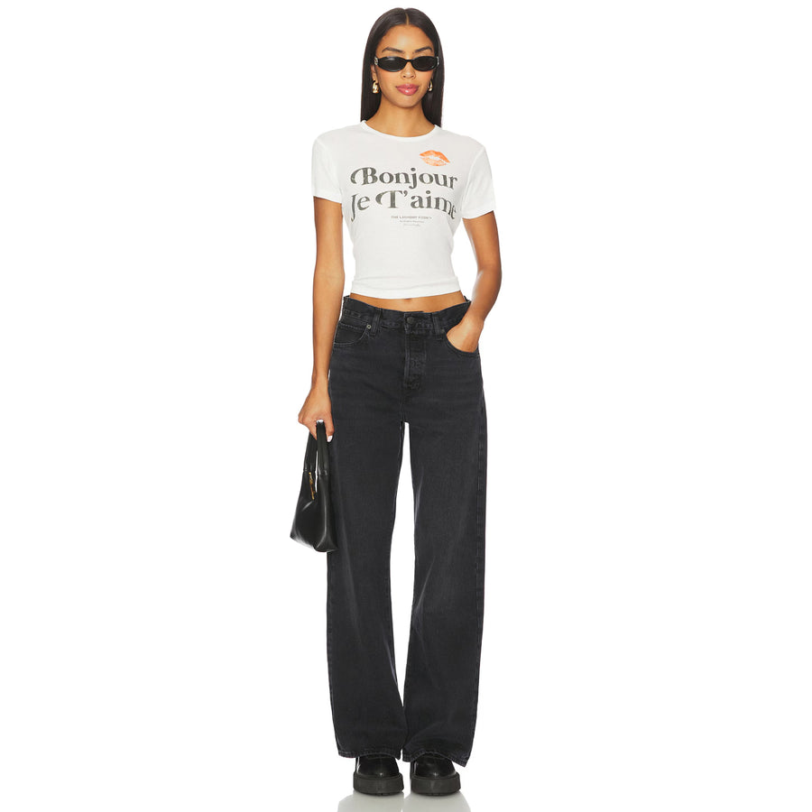 BONJOUR JE T'AIME SS - Baby Tee - White