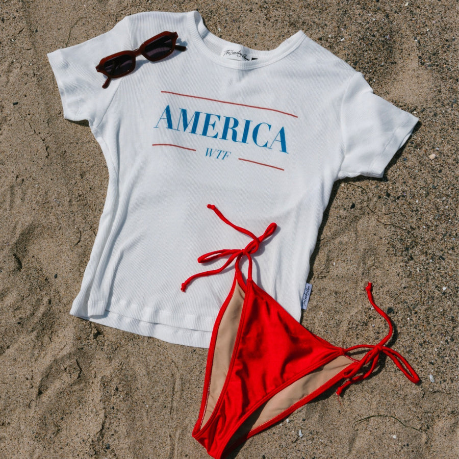 America WTF - Baby Tee - White