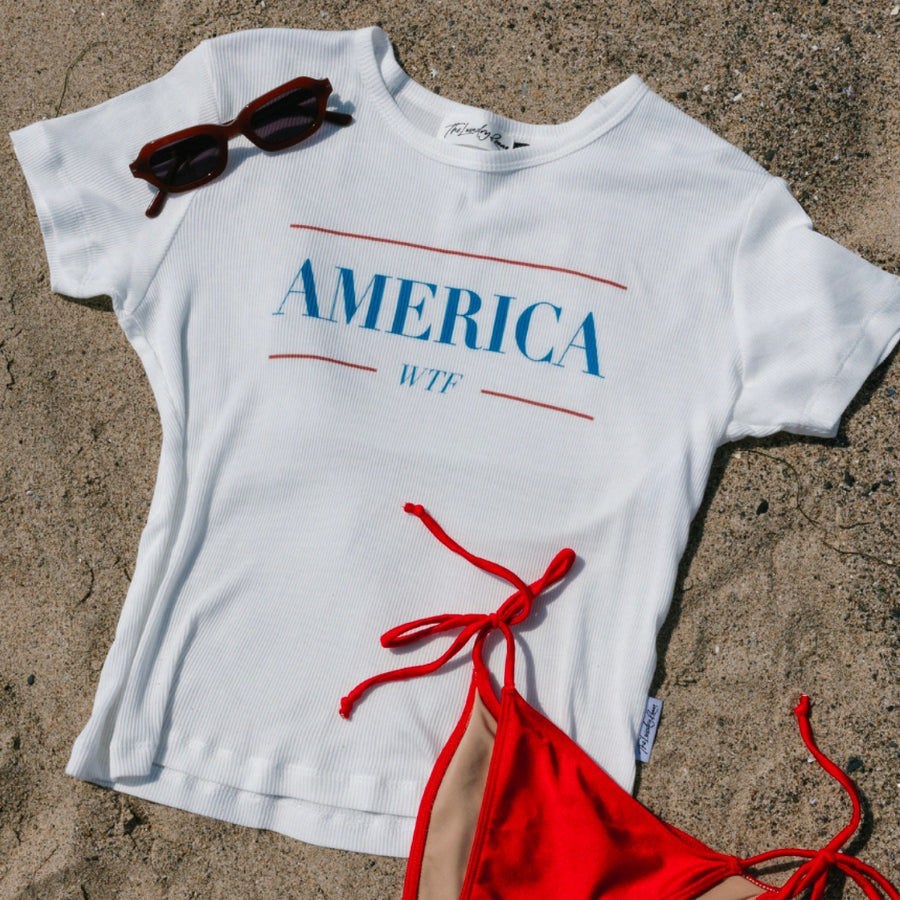 America WTF - Baby Tee - White