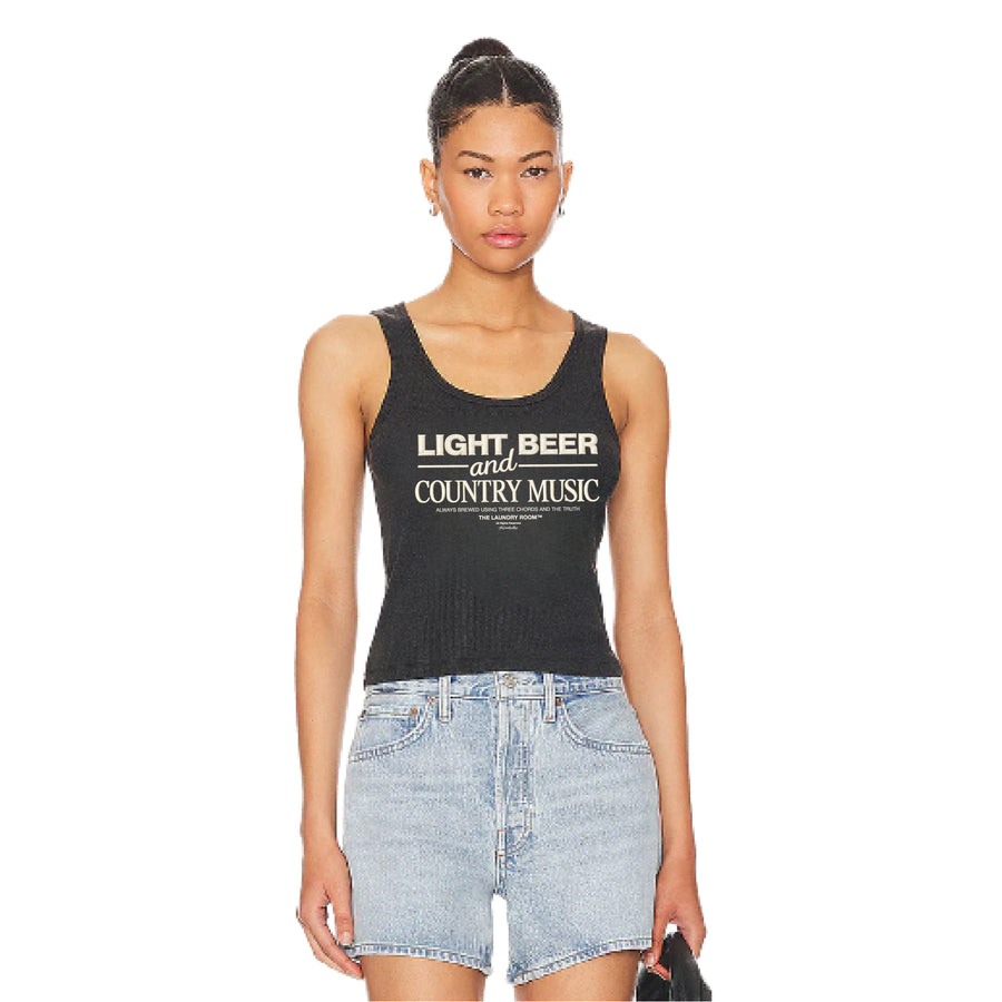 Light Beer And Country Music - Rib Tank - Black Snow - The Laundry Room