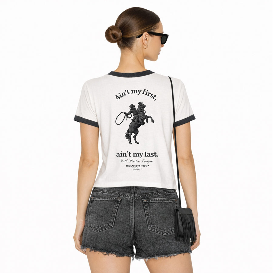 Ain't My First Ain't My Last - Perfect Ringer Tee - White & Black Snow - The Laundry Room