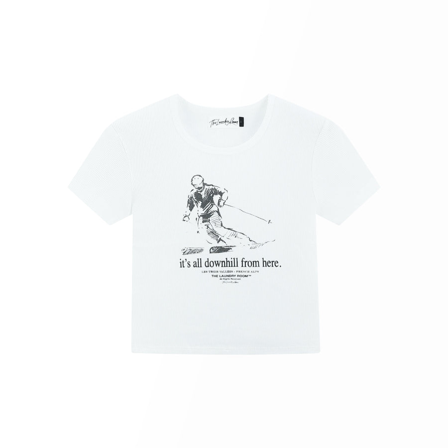 It's All Downhill From Here - Baby Tee - White - The Laundry Room