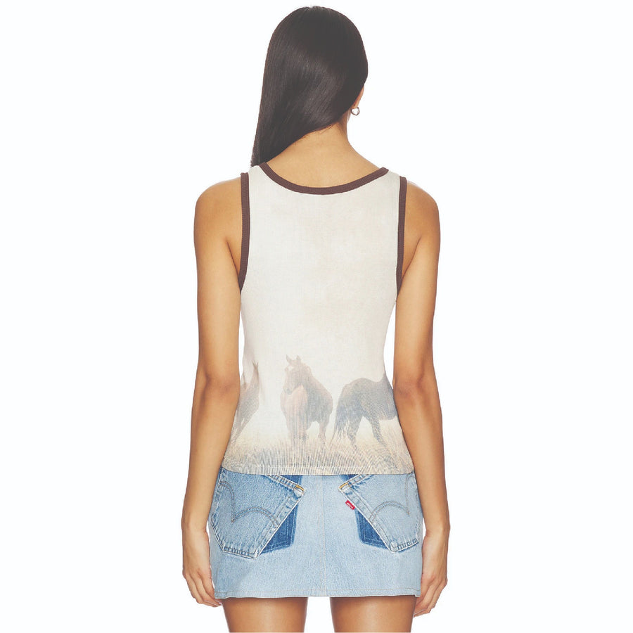 Ranch Life - Rib Tank - White & Brown - The Laundry Room