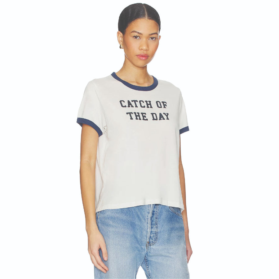 Catch Of The Day - Perfect Ringer Tee - Bone & Navy Snow - The Laundry Room