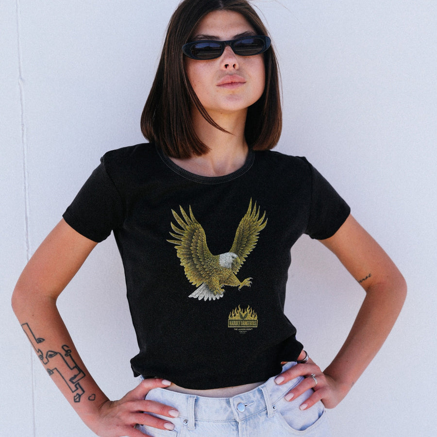 Hardly Dangerous Eagle - Baby Tee - Black Snow - The Laundry Room