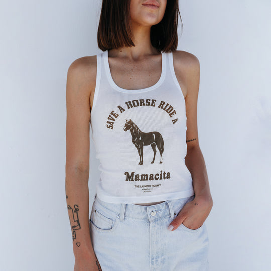 Ride A Mamacita - Rib Tank - White - The Laundry Room
