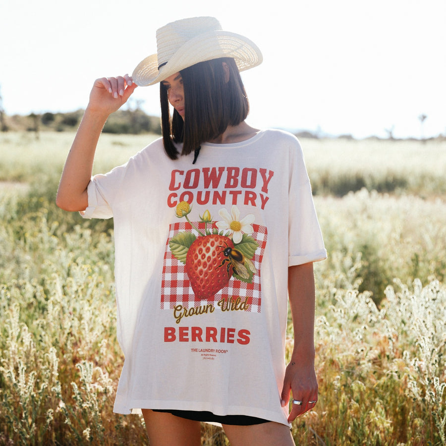 Cowboy Country Berries - Oversized Tee - Bone - The Laundry Room