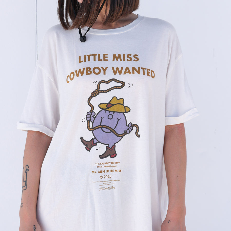 Little Miss Cowboy Wanted - Oversized Tee - Bone - The Laundry Room