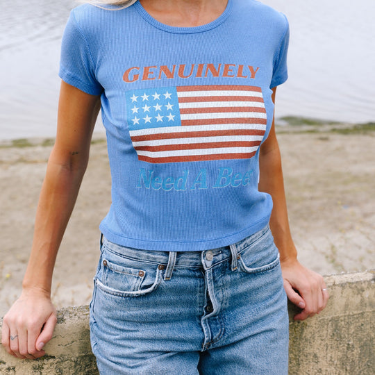 Genuinely Need A Beer - Baby Tee - Vintage Blue