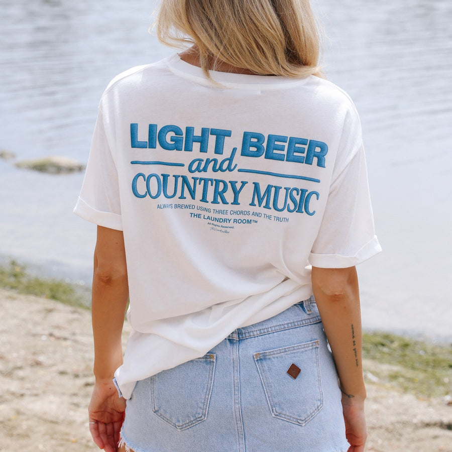 Light Beer And Country Music - Oversized Tee - White